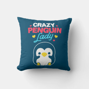 Crazy Penguin Lady Cushion