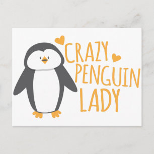 Crazy Penguin Lady Postcard