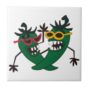 Crazy Peppers Ceramic Tile