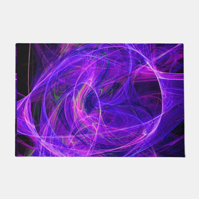 CRAZY PHOTON Abstract Purple Blue Fractals,Swirls Doormat (Front)