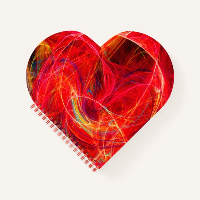 CRAZY PHOTON Abstract Red Yellow Fractals, Swirls Notebook (Front)