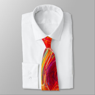 CRAZY PHOTON Abstract Red Yellow Fractals,Swirls Tie