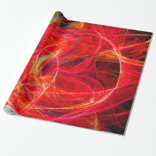 CRAZY PHOTON Abstract Red Yellow Fractals,Swirls Wrapping Paper