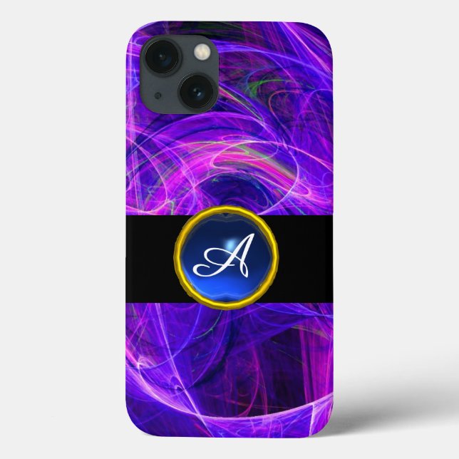 CRAZY PHOTON BLUE SAPPHIRE GEM STONE MONOGRAM Case-Mate iPhone CASE (Back)