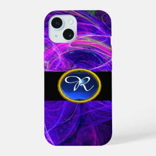 CRAZY PHOTON BLUE SAPPHIRE GEM STONE MONOGRAM iPhone 15 CASE