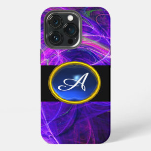 CRAZY PHOTON BLUE SAPPHIRE GEM STONE MONOGRAM iPhone 13 PRO CASE