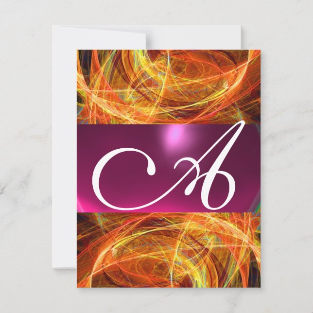 CRAZY PHOTON MONOGRAM  black pink Invitation (Front)