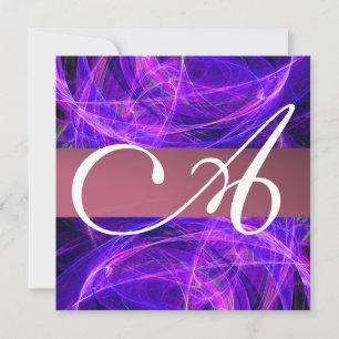 CRAZY PHOTON MONOGRAM purple black Invitation