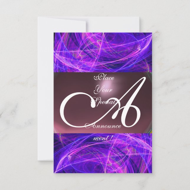 CRAZY PHOTON MONOGRAM purple black  rsvp Invitation (Front)