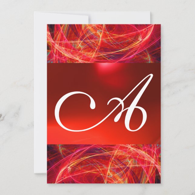 CRAZY PHOTON MONOGRAM red black pink Invitation (Front)