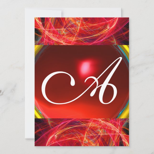 CRAZY PHOTON MONOGRAM red black pink Invitation (Front)