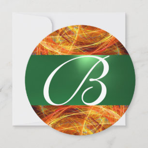 CRAZY PHOTON MONOGRAM yellow emerald green Invitation