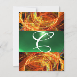 CRAZY PHOTON MONOGRAM yellow emerald green Invitation
