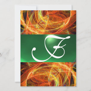 CRAZY PHOTON MONOGRAM yellow emerald green Invitation