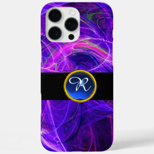 CRAZY PHOTON PURPLE BLUE GEM MONOGRAM Abstract iPhone 16 Pro Max Case