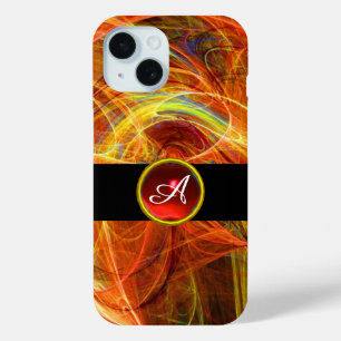 CRAZY PHOTON RED GEMSTONE MONOGRAM Abstract Yellow iPhone 15 Case
