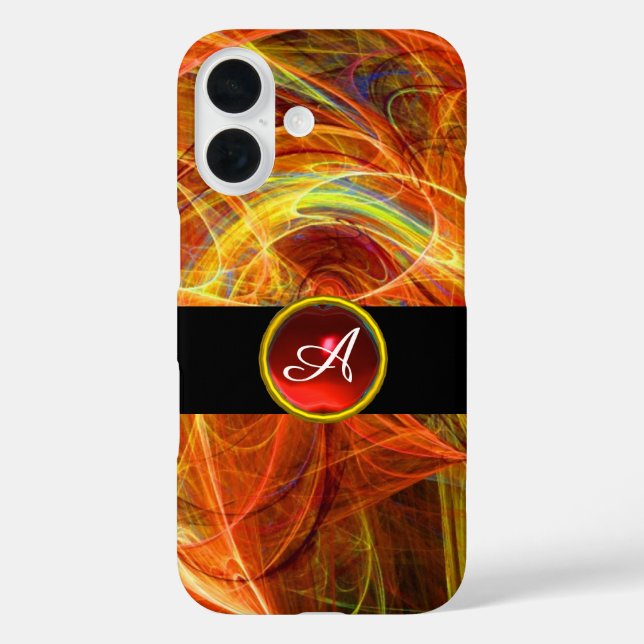 CRAZY PHOTON RED RUBY GEM STONE MONOGRAM Case-Mate iPhone CASE (Back)