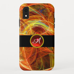 CRAZY PHOTON RED RUBY GEM STONE MONOGRAM iPhone XR CASE