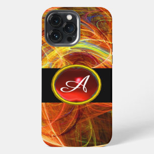 CRAZY PHOTON RED RUBY GEM STONE MONOGRAM iPhone CASE