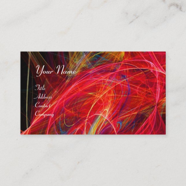 CRAZY PHOTON vibrant soft black red white Business Card (Front)