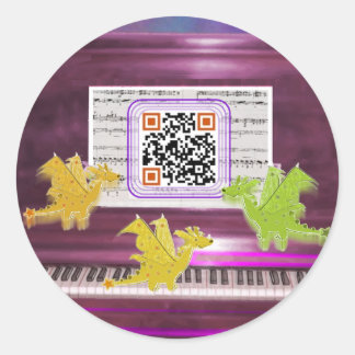Crazy Piano Dragons say Have a Great Day Classic Round Sticker