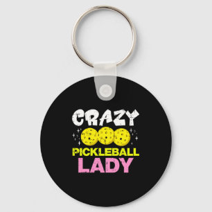 Crazy pickleball lady funny pickle ball women girl key ring