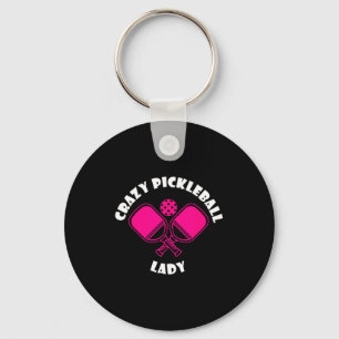 Crazy pickleball lady funny women pickle ball key ring