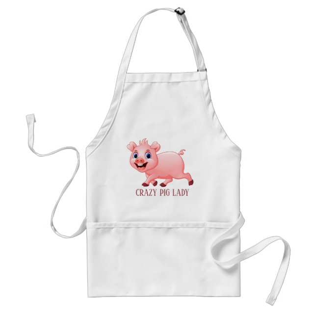 Crazy pig lady add text kitchen standard apron (Front)