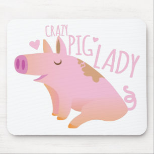 Crazy Pig Lady Mouse Pad