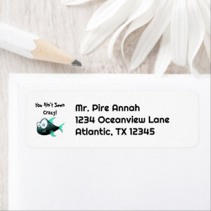 Crazy Piranha, Weird Funny Cartoon Fish Design Return Address Label