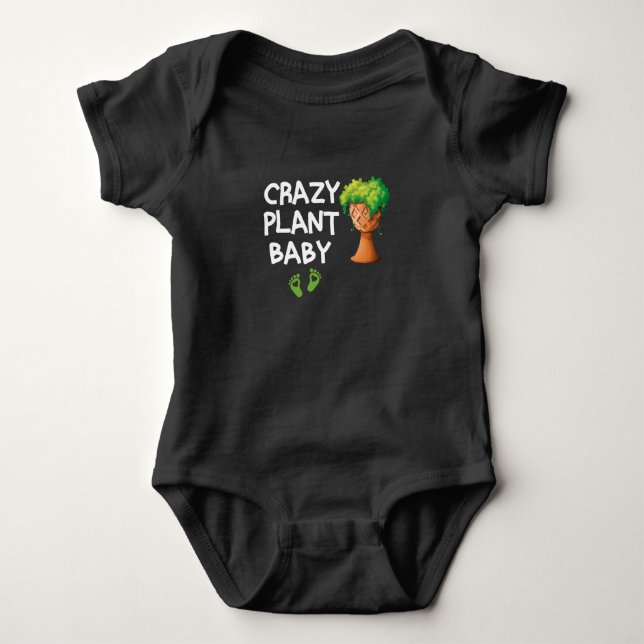 Crazy Plant Baby, Cute Plant Based Baby Natural ba Bodysuit (Front)