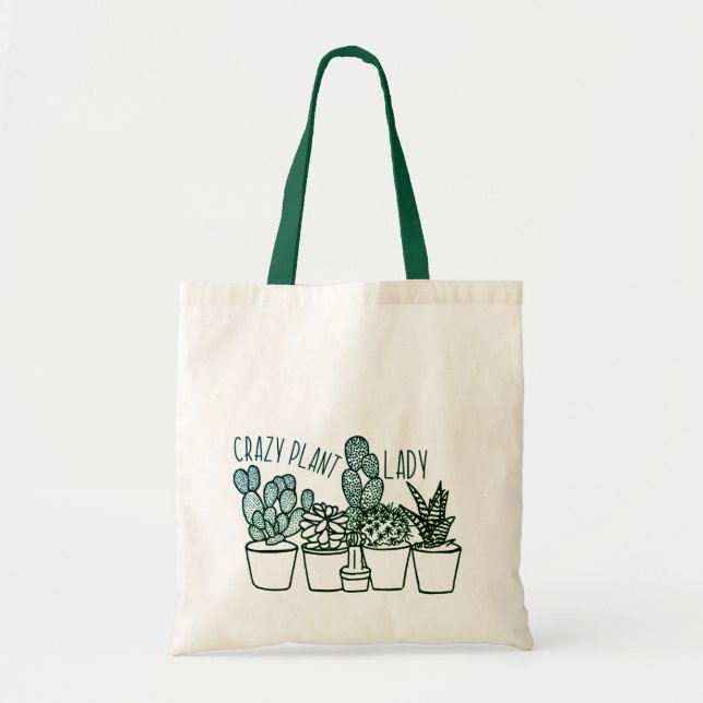 Crazy Plant Lady - Canvas Tote - Hunter Green Bag (Front)