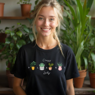 Crazy Plant Lady Chic Watercolor Potted Plants Tri-Blend Shirt