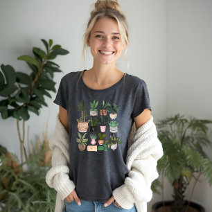 Crazy Plant Lady Chic Watercolor Potted Plants Tri-Blend Shirt