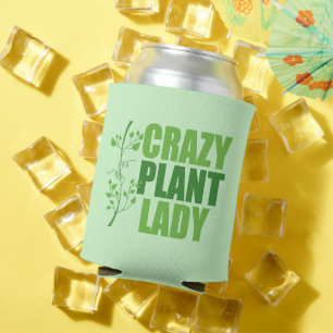 Crazy Plant Lady Cute Green Botanist Can Cooler