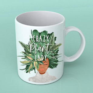 Crazy Plant Lady Fun Watercolor Plant Lady Hairdo Magic Mug