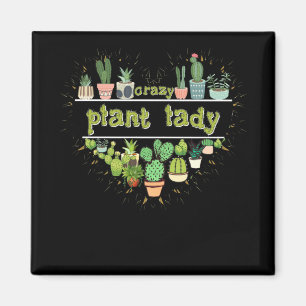 Crazy Plant Lady Heart Cactus Magnet