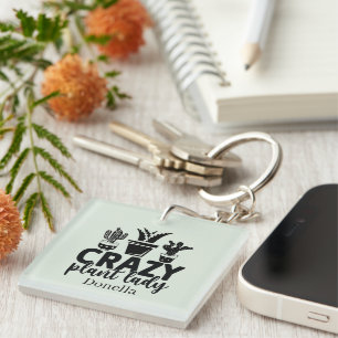Crazy plant lady word art key ring