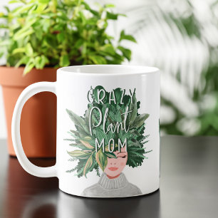 Crazy Plant Mum Fun Watercolor Plant Mum Hairdo Coffee Mug