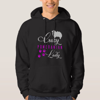 Crazy Pomeranian Lady Funny White Pomeranian Spitz Hoodie