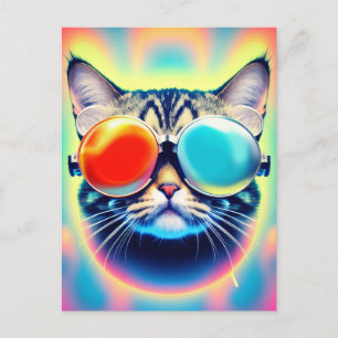 Crazy Psychedelic Psychonaut Kitty Cat Postcard