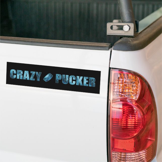 Crazy Pucker (Hockey) Bumper Sticker (On Truck)