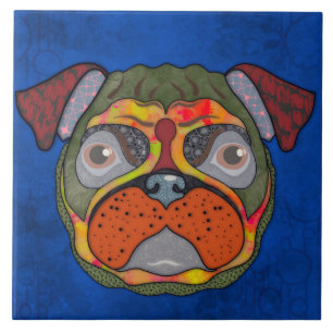  Crazy Pug dog face  Ceramic Tile
