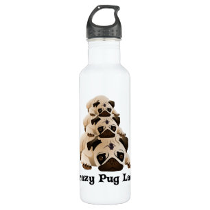 Crazy Pug Lady 710 Ml Water Bottle