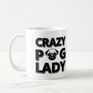 Crazy Pug Lady Typography Graphics Mug