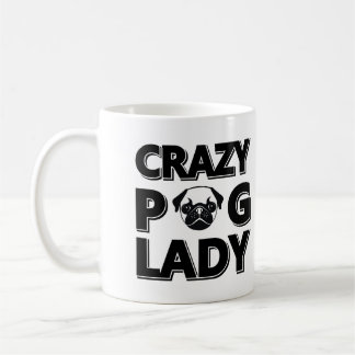 Crazy Pug Lady Typography Graphics Mug