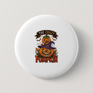 Crazy Pumpkin Halloween Witch Hat Bats 6 Cm Round Badge