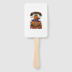 Crazy Pumpkin Halloween Witch Hat Bats Hand Fan
