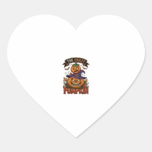 Crazy Pumpkin Halloween Witch Hat Bats Heart Sticker