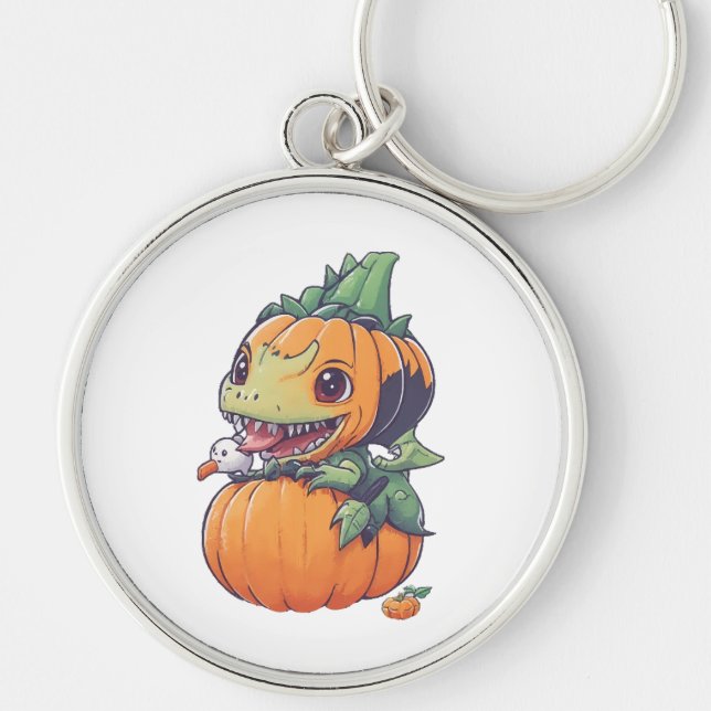 crazy pumpkin trying to eat spooky  key ring (Front)